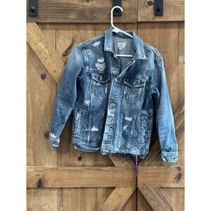 Adriano Goldschmied AG Women's Sz S Ripped Denim Jacket  Embroidered Stars  Bugs